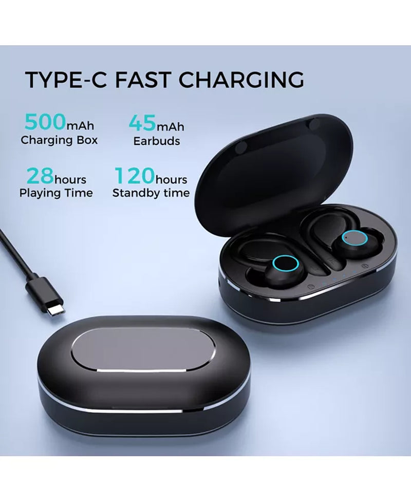 Sport Ear-Bud/Bluetooth 5.1- 28Hr Playtime, Hifi Stereo/Noise Cancel