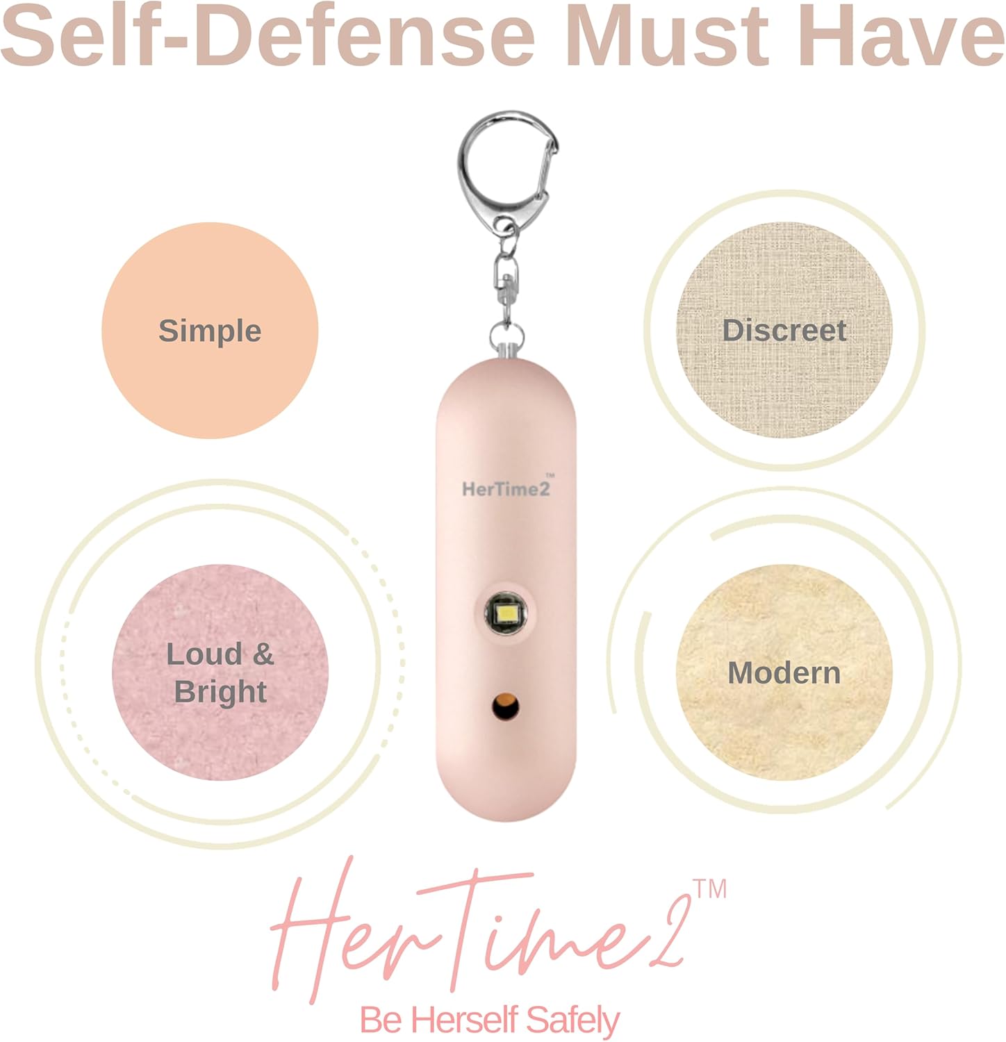 Personal Safety Alarm – Travel Safe Waterproof – Gift for Women College Girls – Self Defense Keychain – Extra Loud Siren – Strobe Light – Cute Key Chains Protection (Rose Gold)