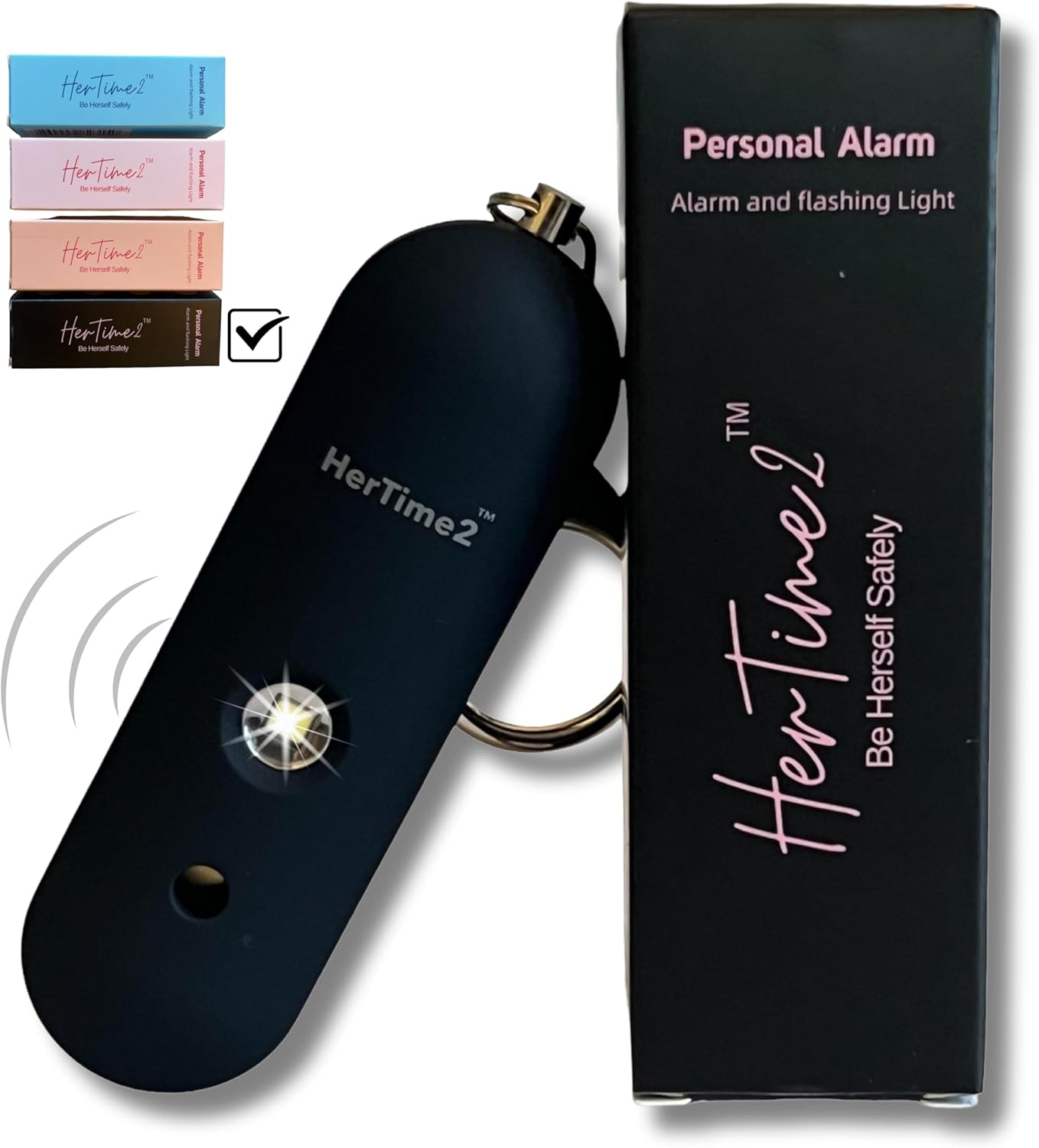 Personal Safety Alarm – Travel Safe Waterproof – Gift for Women College Girls – Self Defense Keychain – Extra Loud Siren – Strobe Light – Cute Key Chains Protection (Rose Gold)